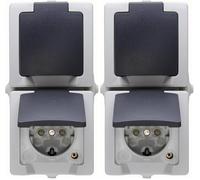 Kopp 136956008 - Juego de 2 enchufes con tapa (vertical), Gris (Paquete de 2)