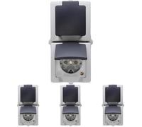 Kopp 136956008 - Juego de 2 enchufes con tapa (vertical), Gris (Paquete de 4)