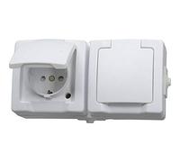 Kopp 137002003 - Juego de 2 enchufes con tapa (vertical), color blanco