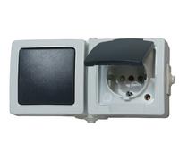 Kopp 138656001 Combinación de Enchufe e Interruptor náutico para Habitaciones húmedas, Gris, Kombination waager
