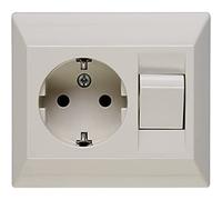 Kopp 190301082 Toma de Contacto de Tierra con Interruptor Universal, Blanco cremoso, Steckdose + Schalter