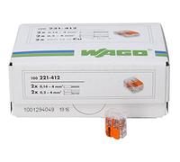 Kopp 33346426 WAGO - Terminal con palanca para cables flexibles (1,5 - 2,5 mm², 100 unidades), color transparente y naranja