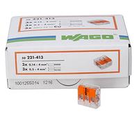 Kopp 33346427 Wago Ranuras, Borne de 3 con Palanca para Flexible hebras wiederöffenbar 1,5 - 2,5 mm² 50 Unidades, Transparente/Naranja