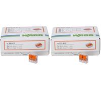 Kopp 33346427 Wago Ranuras, Borne de 3 con Palanca para Flexible hebras wiederöffenbar 1,5 - 2,5 mm² 50 Unidades, Transparente/Naranja (Paquete de 2)