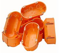 Kopp 352500001 Paredes Huecas - Interruptor de 2 Vías con Material Aislante, Lata de Doble cámara Profundidad 47 mm, Naranja, 143 x 70 mm, 10 Unidades