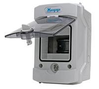 Kopp 353844003 Aufputz-Feuchtraum-Verteiler mit Tür 1-reihig für 4 Pole, grau/schwarz
