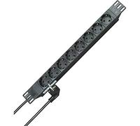Kopp 930805014 PROFIversal PA 8-fach mit Schutzk.-Std., 45 grados Gedr. Ollas de 5 mm², 2 m con Schutzk.-Winkelstecker 250 VAC, 16 Amp, Negro