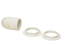 Kopp aislante plástico de casquillo E27 con 2 x Pantalla Anillo Portador, color blanco cremoso, 214301045