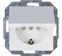 Kopp Athenis 940132087 - Toma de corriente con tapa, 1 compartimento con protección táctil, 16 A, 250 V, IP20, color blanco ártico