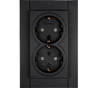 Kopp Athenis 940250082 - Toma de corriente (2 enchufes con protección táctil, 16 A, 250 V, IP20, superficie mate), color negro