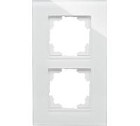 Kopp ATHENIS Marco de cristal de 2 vías en blanco - 99 x 170 mm - Marco para enchufes e interruptores - elegante marco de cristal - marco de interruptor de luz de alta calidad