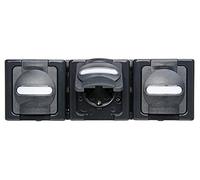 Kopp Blue Electric 131315006 - Enchufe con tapa abatible (3 enchufes, cableado), color gris