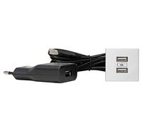 Kopp by ASA 939726015 VersaPICK - Estación de Carga USB para instalación en encimeras, escritorios, Incluye Kit de Montaje, Adaptador y Cable de conexión de 2 m, Cuadrado, Aluminio