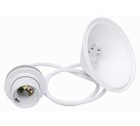 Kopp cuerda colgante para pantallas de lámpara, 11 cm Techo baldaquino con alivio de tensión y aprox. 55 cm de h03vv-f F2 X 0,75 Mm², ISO Casquillo E27 con tirantes pantalla ring, color blanco