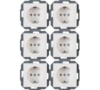 Kopp Enchufe con Mayor Protección contra Contactos Athenis, Color Blanco Puro, Paquete con 6 Piezas, 943029056