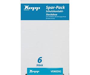 Kopp Enchufe con Mayor Protección contra Contactos Venedig, Color Blanco, Paquete con 6 Piezas, 924129056