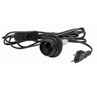 Kopp Euro Cuerda, 2 m, 2 x 0,75 mm² con Interruptor y E27 (Material Aislante de Capacidad, Negro, 210005046