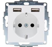 Kopp HK07 - Enchufe con 2 puertos de carga USB, color blanco ártico mate - (1 unidad)