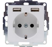 Kopp HK07 - Enchufe con 2 puertos de carga USB, color gris mate - (1 unidad)