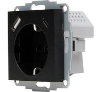 Kopp HK07 - Enchufe con protección de contacto, USB A/C, corriente de salida máx. 3 A, 5 V, 55 x 55 mm, cubiertas, corriente nominal 16 A, tensión nominal 250 V~, color: negro mate