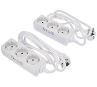 Kopp Juego de 2 regletas de 3 enchufes con enchufes giratorios de 45°, con Mayor protección táctil, con Cable de 1,4 m, H05VV-F3G1,5 mm², 16 A, 250 V, Color Blanco ártico, 128613852