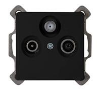 Kopp Paris 921450085 - Toma de antena de 3 enchufes para TV/RF/SAT, empotrada, color negro mate