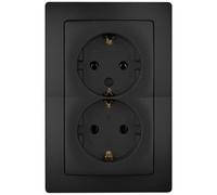 Kopp Paris 941150080 - Enchufe de 2 enchufes sin mayor protección táctil, color negro mate