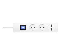 Kopp Plus 233502007 Regleta de 2 enchufes con Puerto de Carga, Cable de 1,4 m, ollas giratorias de 90°, Gran Distancia Entre enchufes, atornillable, Interruptor Iluminado, Mayor protección táctil,