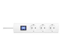 Kopp UNOversal® Plus Regleta de 3 enchufes de 3 m con Interruptor y Gran Distancia I Enchufe múltiple atornillable con protección táctil I Conector múltiple Interior I Blanco - 232602016