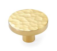 KOPPALIVE Paquete de 2 pomos modernos dorados para gabinete, pomos de latón macizo martillado, tiradores y asas redondas para cajones de cómoda, accesorios para gabinetes de cocina, diámetro de 1-3/16