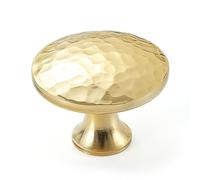 KOPPALIVE Paquete de 5 pomos de latón macizo para gabinete de cocina, pomos dorados martillados, tiradores y asas redondas para cajones de tocador, accesorios modernos para muebles, diámetro de 1-1/4