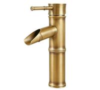 KOPYFANTAP Retro Grifo de Bambú de Lavabo de Latón Antiguo | Vintage Mezclador Monomando de Baño, Agua Fría y Caliente, para Jardín, Lavadero Exterieur, Patio, Terraza, Hotel, Rústico