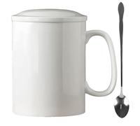 KOPYFANTAP Taza Grande 1000ML,Tazas de Café Cerámica Extra Grande con Tapa y Cuchara,Tazas Muy Grandes con Asa para Oficina y Hogar,Blanco