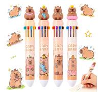 KOQAIIZ 4 Piezas Bolígrafos Capibara de 10 Colores, Detalles Cumpleaños Niños y Regalos Comunión, Bolis de Colores Infantiles para Colegio y Papelería Bonita