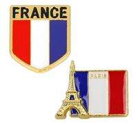 KOQAIIZ República Francesa Bandera Pin Badge, 2Piezas Metal Solapa Pin Brooch Francia Bandera Insignias Nacional Accesorio Novedad