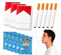 KOQAIIZ Set de 13 Piezas de Cigarros de Burbujas, Máquina Manual de Pompas de Jabón con 3 Cajas, 5 Varitas y 5 Recargas, Juguete Antiestrés Creativo para Adultos y Fiestas