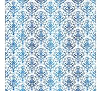 KORA projects - Cartulinas de colores con foil metalizados - Colección Damask (Damask Zaira, azul/blanco)
