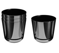 KORAD Conjunto de 4 macetas con Plato de 18 cm de diámetro, Modelo 088 - Negro Brillante; Moderno, Alto Brillo, Estilo clásico, rústico, Loft, para Plantas, Hierbas, Flores y composiciones Vegetales.