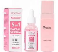 KORAL - Kit rutina Limpieza facial: Serum 5 en 1 Suero Facial, 30 ml - Ácido Hialurónico, Niacinamida, Vitaminas C y E, Calmante de Arrugas + Koral Limpiadora Espumosa GRATIS