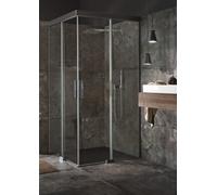 Koralle S600Plus puerta corredera de ducha a medida EDS2 L, anchura: 1151-1500mm, pata izquierda, V11080RP1, Cabinas de ducha: Perfil/panel: Pulidor de plata de alto brillo/Fumo, Vidrio: ESG GlasPlus