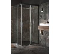 Koralle S600Plus Puerta corredera de ducha esquinera EDS2 120 L, pata izquierda, 1200mm, V110812020UA1, Cabinas de ducha: Perfil/panel: Plata brillo intenso / Nero, Vidrio: ESG