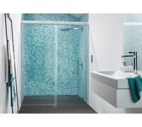 Koralle S600Plus Puerta corredera en nicho DSN2 160 R, elemento fijo a la derecha, 1600mm, V116916020UP1, Cabinas de ducha: Perfil/panel: Plata brillo intenso / Nero, Vidrio: ESG GlasPlus