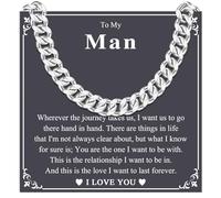 KORAS Regalos de San Valentín para él, marido, novio, alma gemela, regalos para hombre, collar de cadena cubana de 8 mm para él, regalos de San Valentín para él, regalos de joyería para cumpleaños,