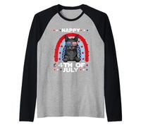Korat Cat Happy 4th of July Patriotic American Cats Lovers Camiseta Manga Raglan