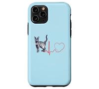 Korat Cat Heartbeat ECG Pulso Divertido Amor Korat Gatos Carcasa para iPhone 11 Pro