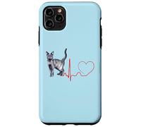 Korat Cat Heartbeat ECG Pulso Divertido Amor Korat Gatos Carcasa para iPhone 11 Pro MAX