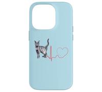 Korat Cat Heartbeat ECG Pulso Divertido Amor Korat Gatos Carcasa para iPhone 14 Pro