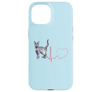 Korat Cat Heartbeat ECG Pulso Divertido Amor Korat Gatos Carcasa para iPhone 15