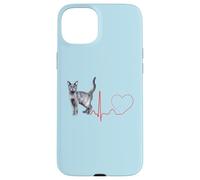 Korat Cat Heartbeat ECG Pulso Divertido Amor Korat Gatos Carcasa para iPhone 15 Plus