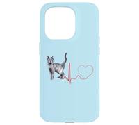 Korat Cat Heartbeat ECG Pulso Divertido Amor Korat Gatos Carcasa para iPhone 15 Pro